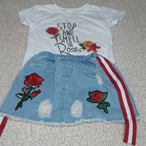 Toddler Girls T-shirt & Denim skirt